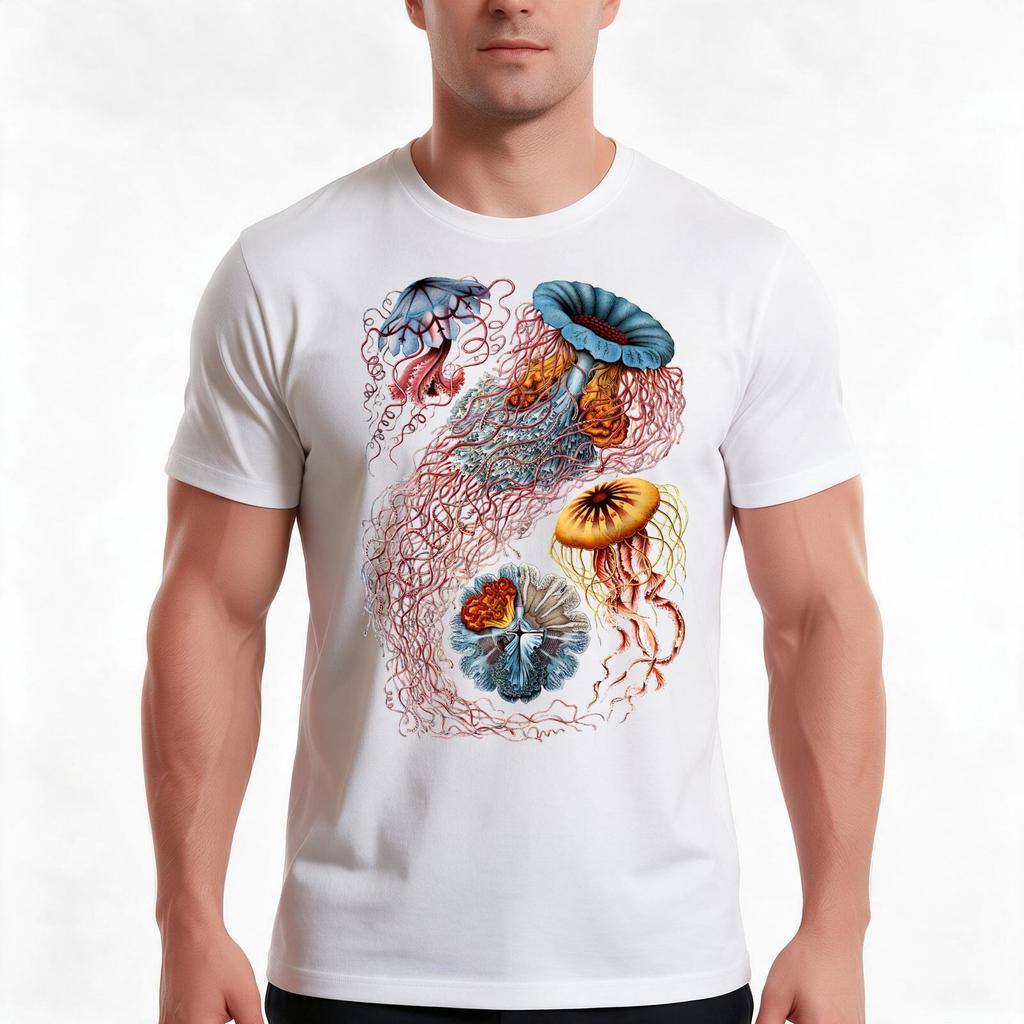 Ernst Haeckel Discomedusae Tshirt Summer Casual Cotton Tee Oversized Streetwear Tops Vintage Graphic Print 100 Cotton