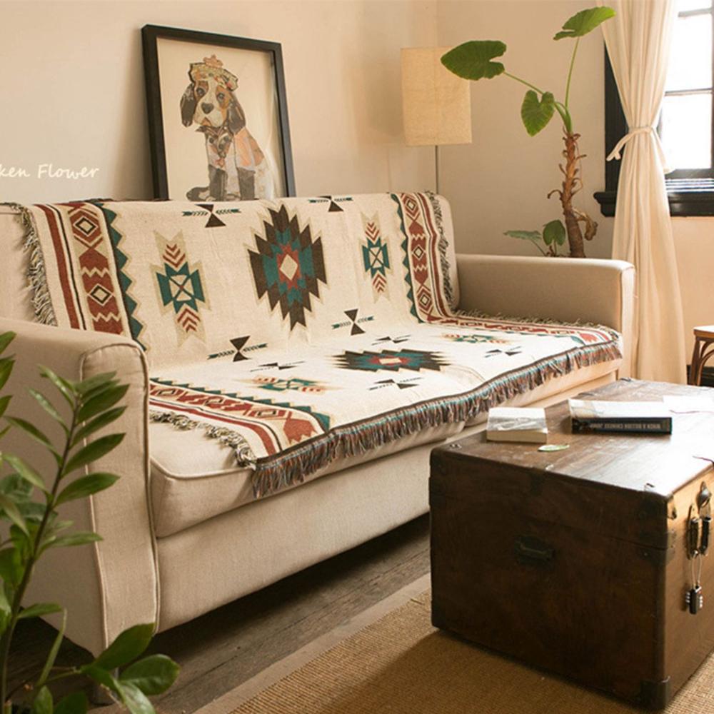 Knit Decorative Boho with Tassels Fringe Bohemian Soft Carpet Throw Blanket Sofa Mat Rug
