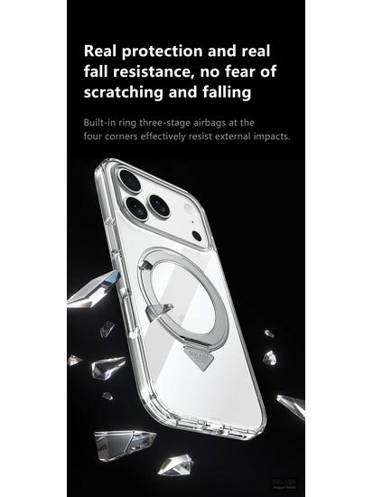 Прозрачный магнитный чехол Apple iPhone 17 Pro Max с вращающейся подставкой - Crystal Shine SLD