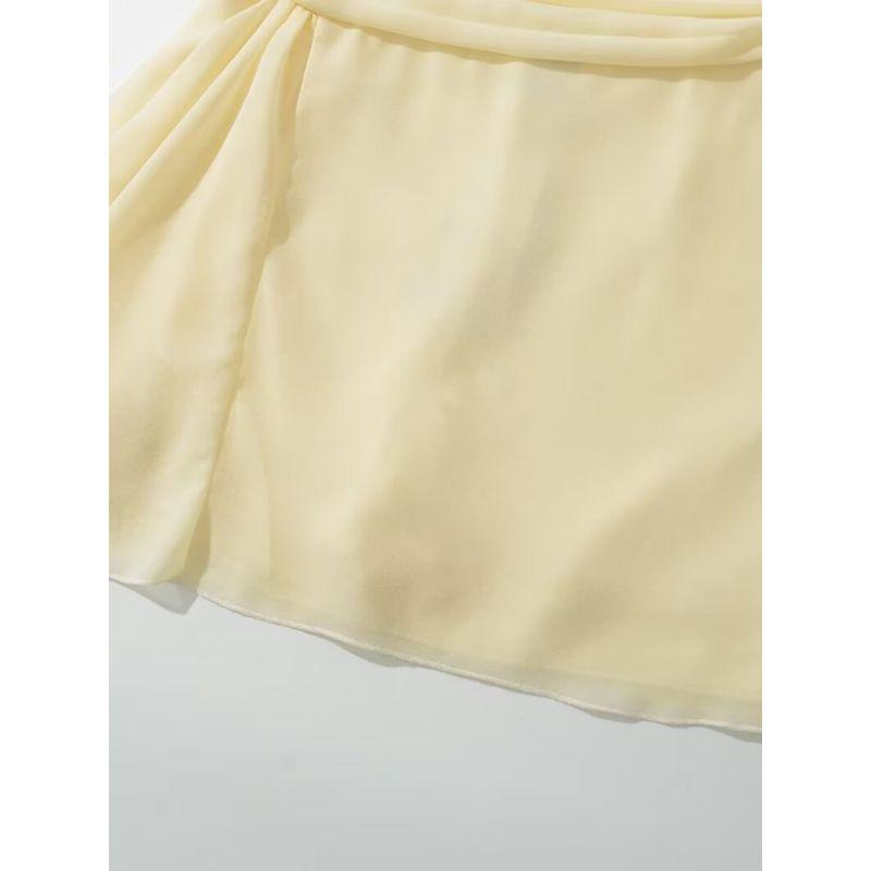 Kaslead New Arrival Women's Clothing Fashion Style Fashion Minimalist Pure Color Ruched Waist Short Skirt