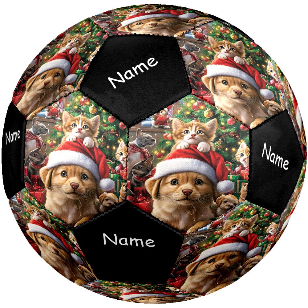 Custom Name Christmas Dog Theme Size 5 Soccer Ball, Suitable for Both Indoor and Outdoor Matches, a Gift Suitable for Everyone.