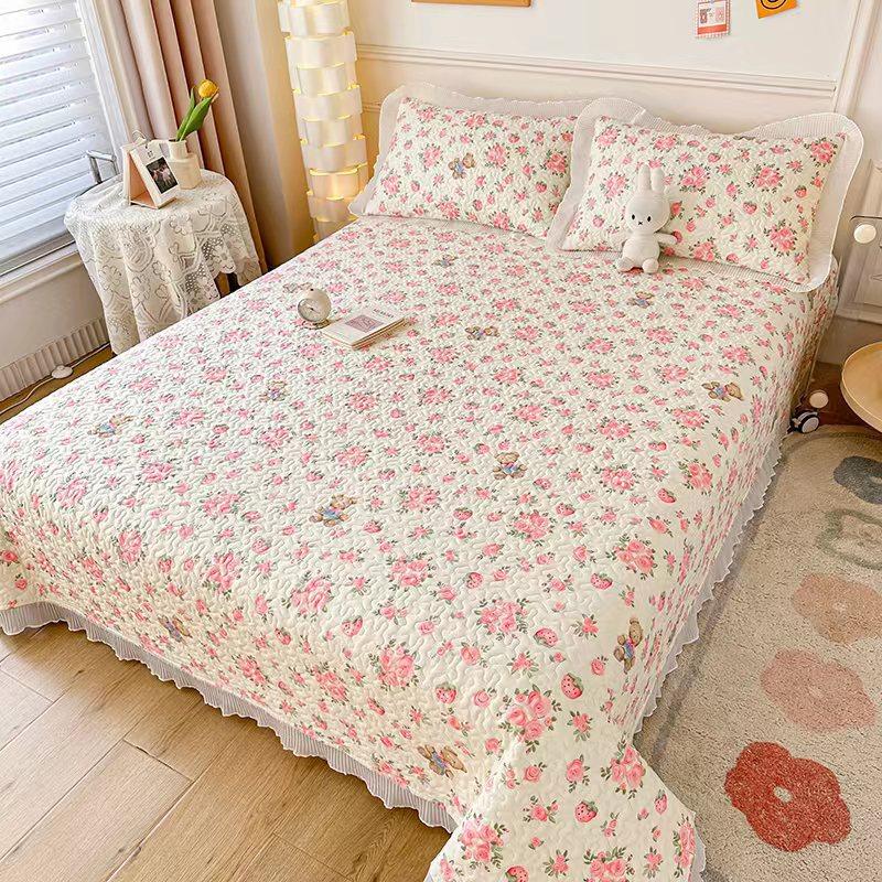 Новый комплект из трех предметов с жемчужным хлопковым покрывалом Fairy с стиркой в ​​пресной воде и хлопковым кружевным покрывалом