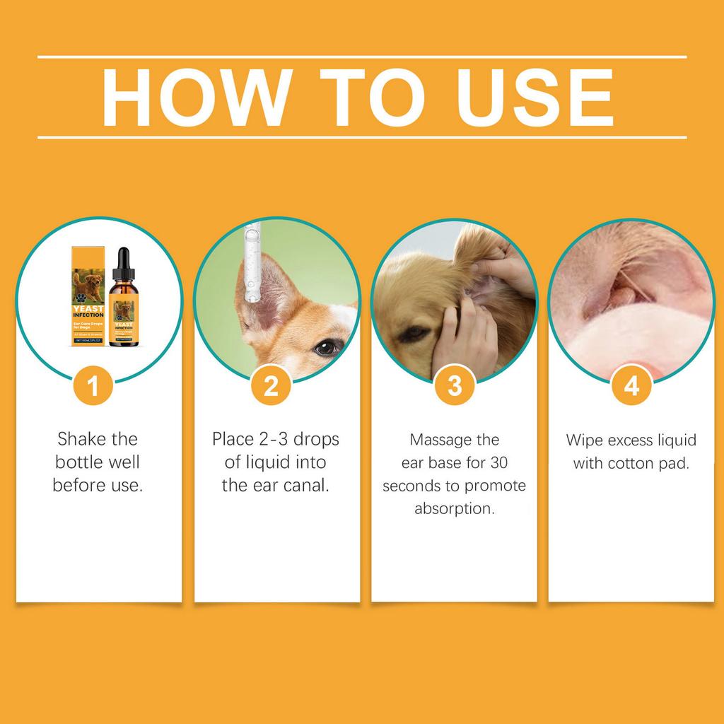 60 мл Капли для ухода за ушами собак Лечение дрожжевых инфекций Жидкость Подходит для собак всех размеров