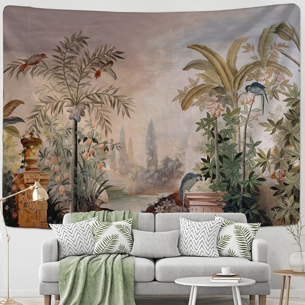 Тропический банановый лист гобелен настенный Ретро лес Бохо эстетическая комната декор в стиле хиппи фоновая ткань