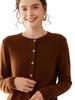 Women's Medium-Thick Cashmere Round Neck Single-Breasted Cardigan Sweater - Spring/Autumn