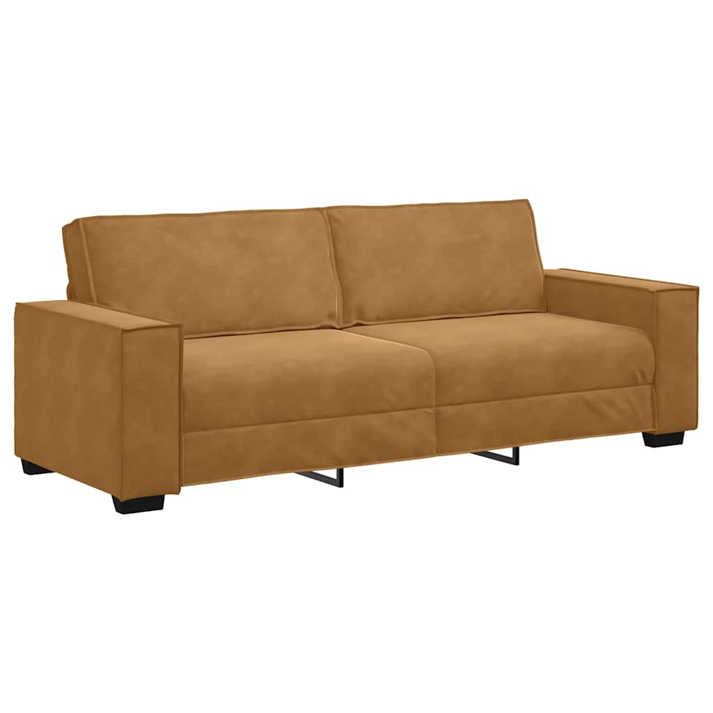 3 Seater Sofa in Brown 220 x 78 x 84 cm Velvet
