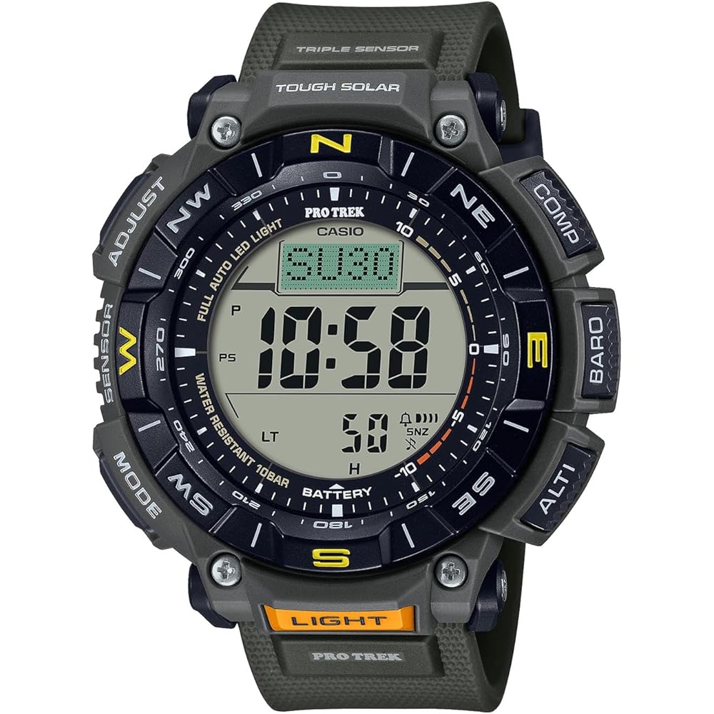 Мужские часы Casio Pro Trek с питанием от солнечной энергии PRG-340-3JF Хаки Биопластик Экологичный дизайн
