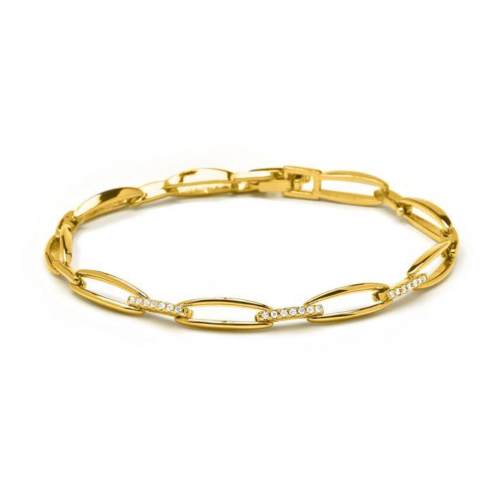 Bracelet - LUXENTER - Thylo - Zircone cubique brillante - Finition or jaune 18 carats - Longueur 18 cm