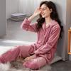 Пижама из кораллового флиса женская осенне-зимняя флисовая утолщенная фланелевая одежда для дома