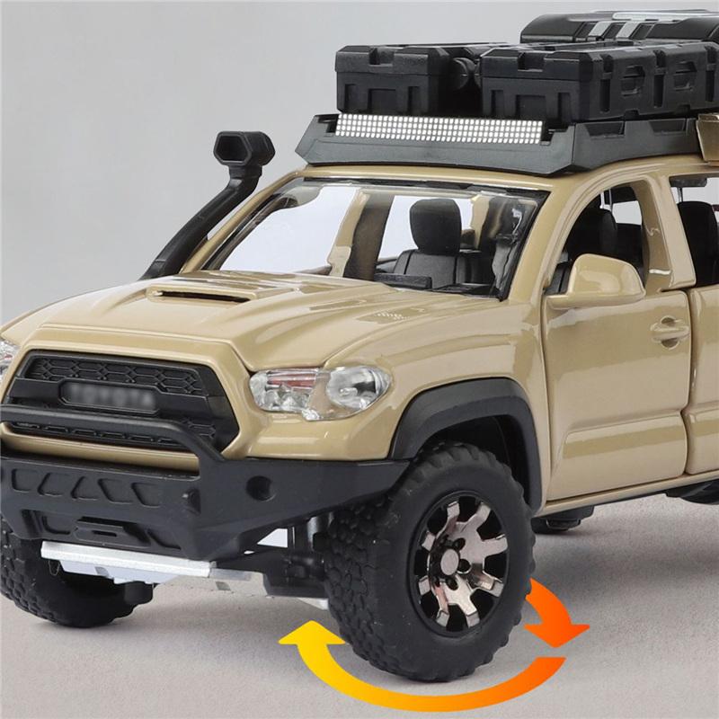 Дорожная версия 1/32 Пикап Tacoma Модель автомобиля из сплава Литая металлическая модель Внедорожники Модель автомобиля Звук Свет Симуляция Детская игрушка Подарок