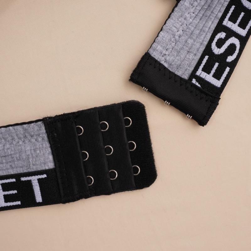 Sexy Underwear Letters Black Cotton Molded Underwire Fashionable Adjustment Bra