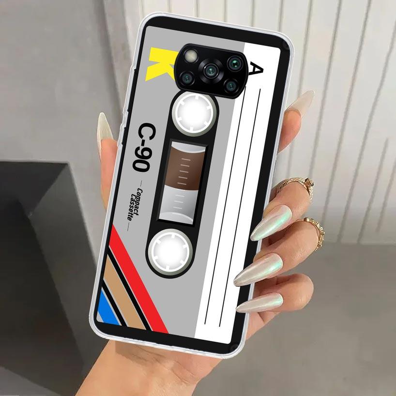 Винтажный магнитный чехол-кассета для телефона Xiaomi Poco X6 X5 X4 X3 Nfc F6 F5 F4 GT F3 F2 Pro F1 M5S M4 M3 5G Мягкий Funda P