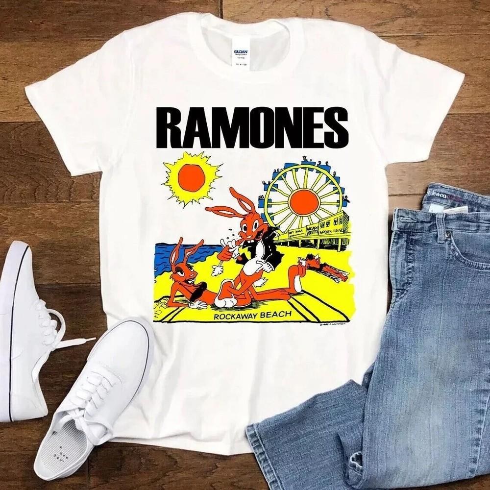RAMONES Рокэвей Бич Футболка Хлопок Унисекс Короткий Рукав Размер S-5XL Унисекс Футболка