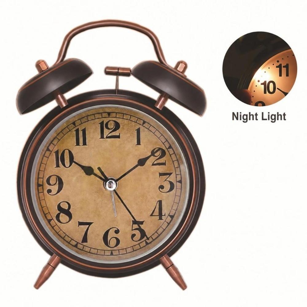 Silent Movement Desktop Clock Black&Gold Ringing Alarm Clock Retro Alarm Clock  Dormtory