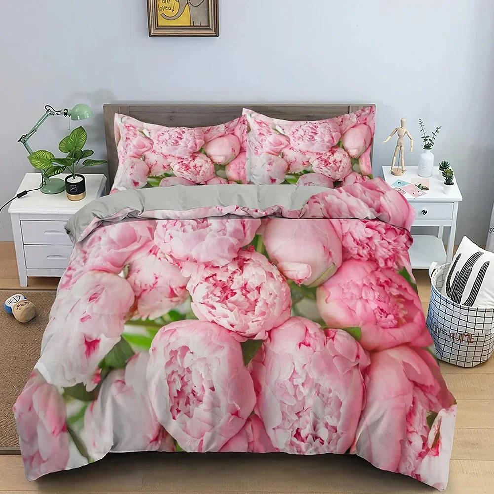 Rose Flower Comfortable Duvet Quilt Cover Pillowcase Bedding Set Children Bedroom Decoration Home Textile
