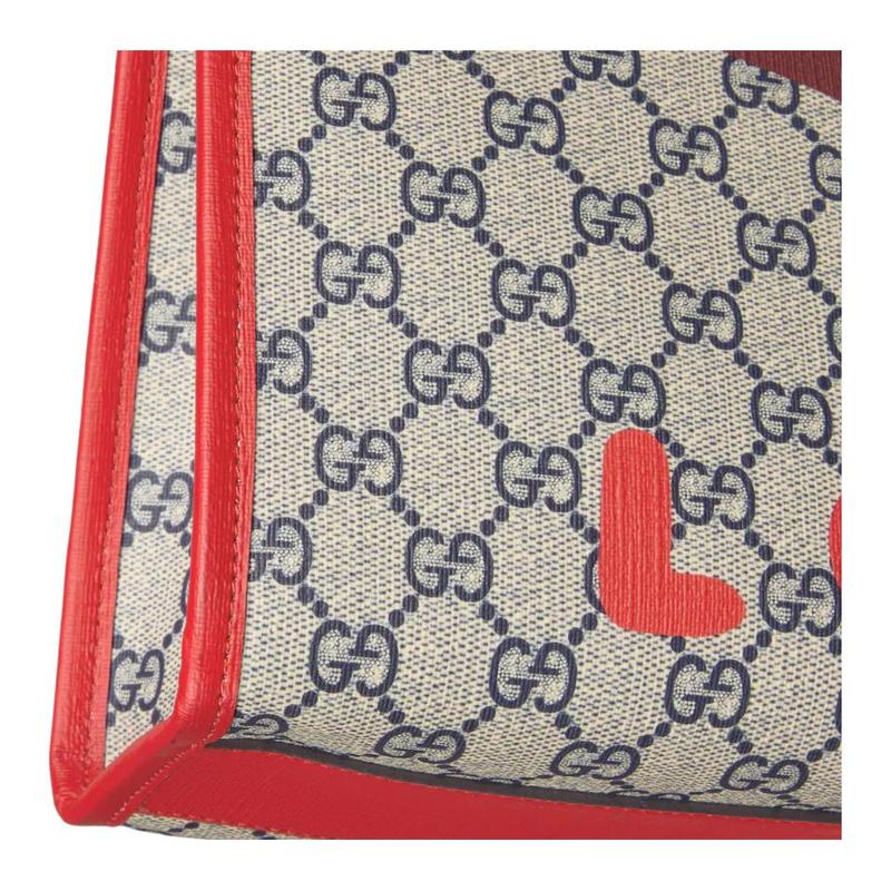Gucci GG Supreme Bear Print Design Tote Bag Tote Bag Shopping Bag Nylon and Leather Handbag Children's Beige + Blue + Red
