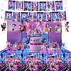 Tableware Theme Kids Birthday Party Supplies, Paper Plates Cups Napkins Candy Box Gift Bags Banner Backdrop All-in-One Decor Set