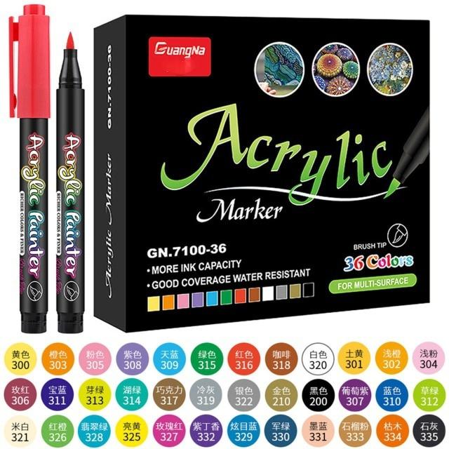 6/12/24/36 Color Acrylic Paint Brush Marker Pen Set Drawing Painting Art Marker Wood Glass Fabric Scrapbooking Stationery Supplies