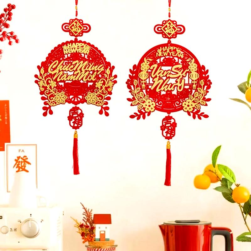 1pc New Year Chinese Knot Home Decor Durable Hanging Pendant Lunar 2025 Vietnam Spring Festival with Tassel