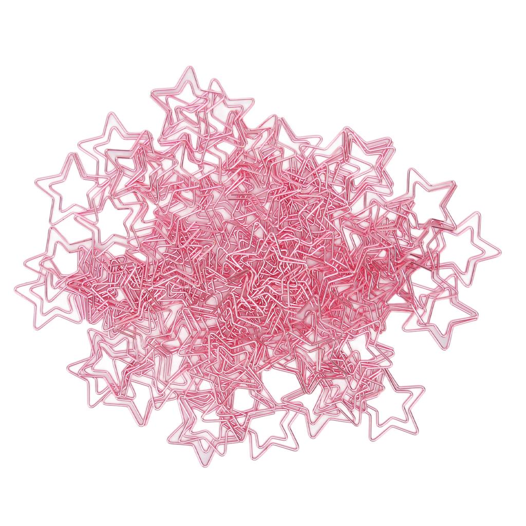 100PCS Paper Clips Cute Star Shape Metal Plating Bright Small Paperclips for Office School H