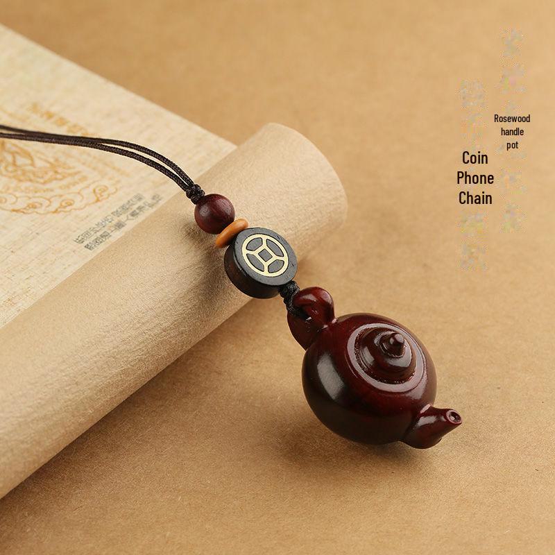 Подвеска-брелок в виде чайника из розового дерева для мужчин и женщин - небольшие ручные украшения