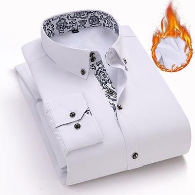 Мужские рубашки с длинным рукавом SlimFit Casual Business, утолщенные, для отдыха, для среднего возраста, однотонные, белые, удобные и дышащие, молодежная мода