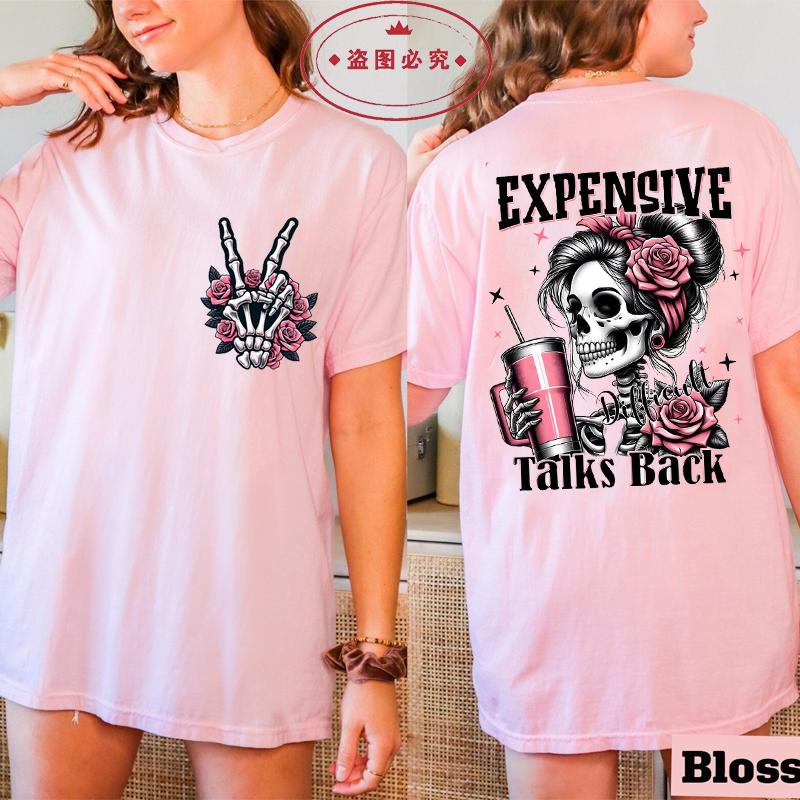 Expensive Talks Back Vintage T Shirt Men Women Fashion Hip Hop T-shirts Harajuku Casual Oversized T-shirt Mom Skeleton Clothing