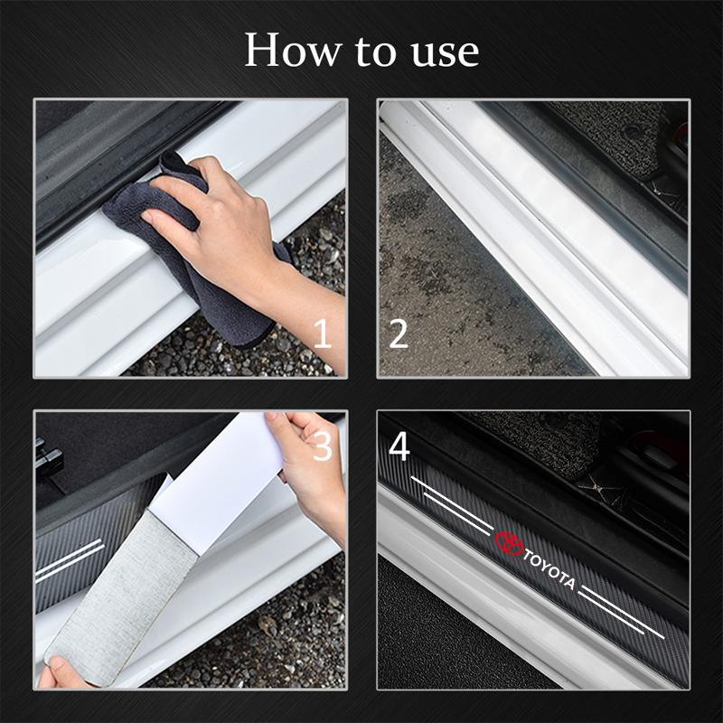 4PCS Car Door Sill Protective Films Stickers For Toyota Corolla Yaris Camry Prius RAV4 CHR Hilux Aygo Avensis Key Accessories