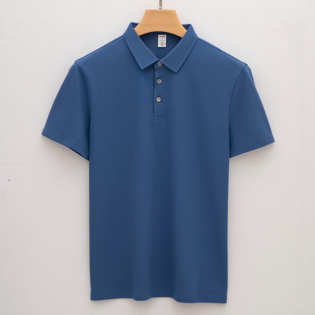 Рубашка поло с воротником из хлопка, мужская футболка с короткими рукавами, деловая длинная бархатная рубашка поло с воротником без отметин