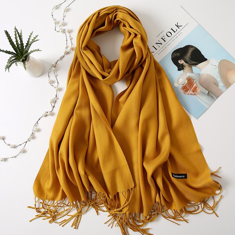 Осенне-зимний новый женский кашемировый шарф, однотонный, имитация кашемира, толстый вышитый кашемировый платок