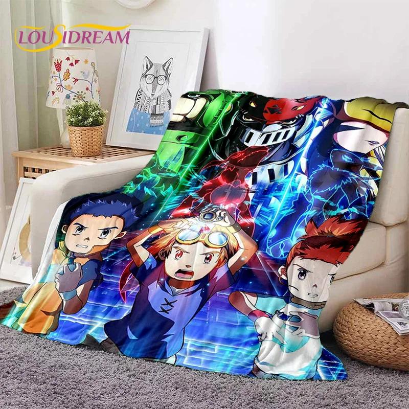 Мягкое фланелевое одеяло в стиле ретро Digimon Adventure Monster Cartoon для кроватей, диванов, пикников, плед для покрывала, детский подарок