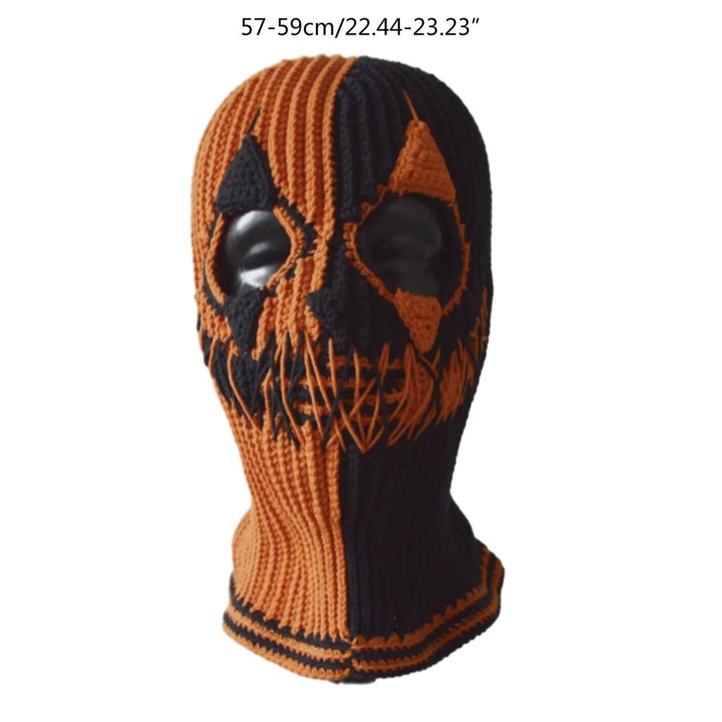 Rabbit Ears Evil Clown Hat Handwoven Balaclava Cap Novelty Party Hat for Girl Boys Knit Mask Hat Accessories