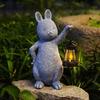 Садовая статуя кролика со светодиодной лампой IP44, водонепроницаемая, с автоматическим включением/выключением, лампа на солнечной энергии, полимерная скульптура кролика, украшение для газона