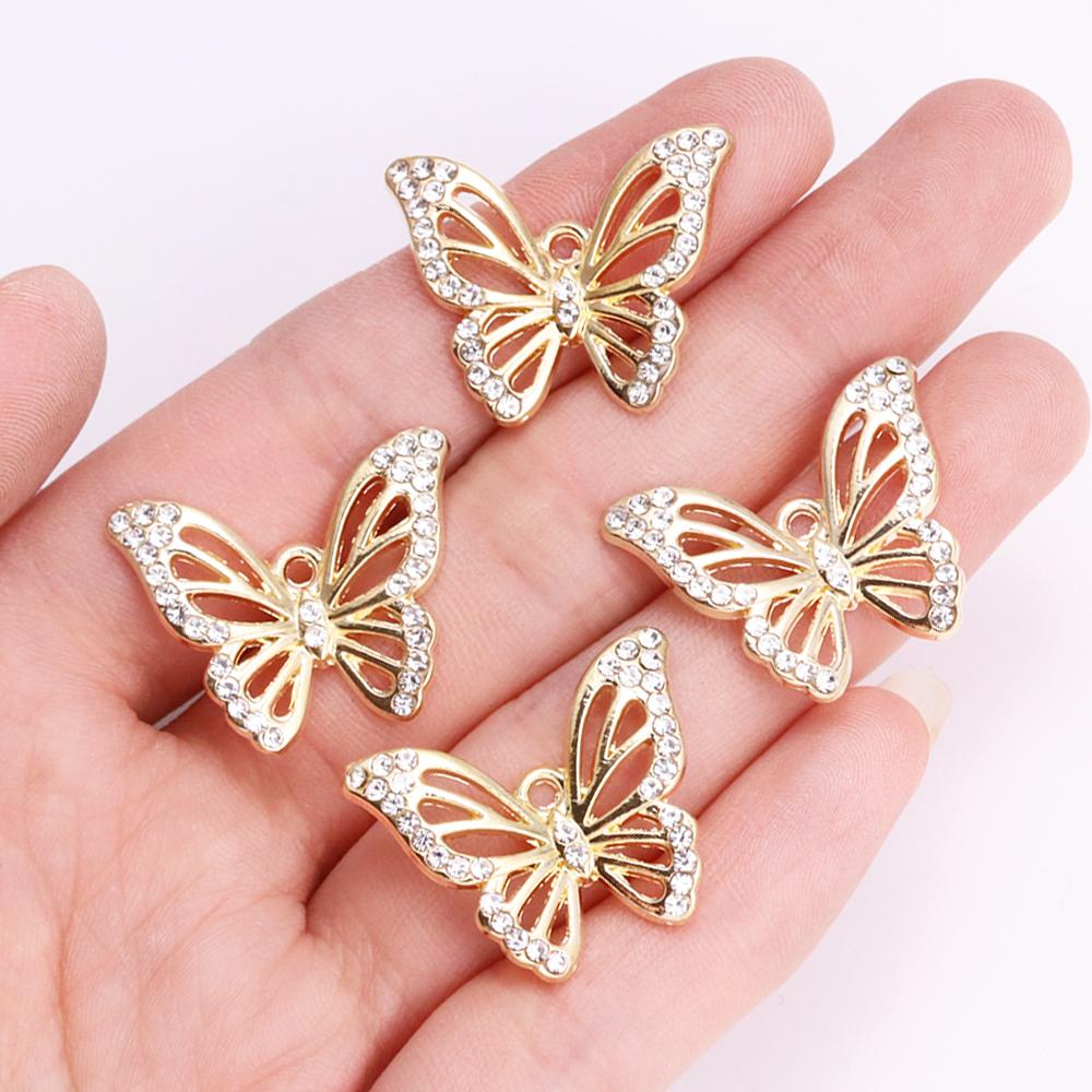 10Pcs Delicate Gold Color Zircon Flower Dragonfly Star Charms Pendants High Quality Diy Necklace Earrings Jewelry Accessories