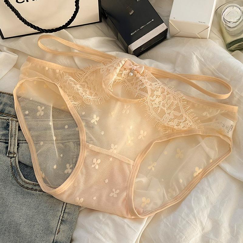 Women's Underwear Women's Mid-waist Sexy Lace Hollowed Out Panties Breathable Cute Triangle Panties