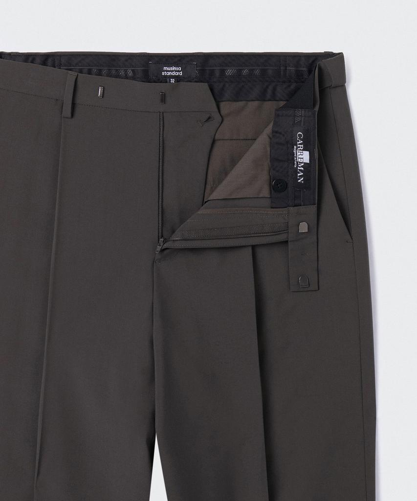 MUSINSA STANDARD Light Plain One-Pleat Wide Hidden Banding Slacks [Gunmetal]