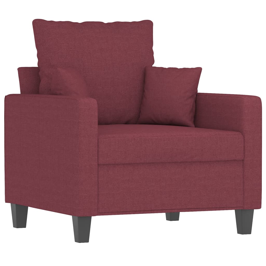 4 Piece Sofa Set with Cushions Burgundy Fabric