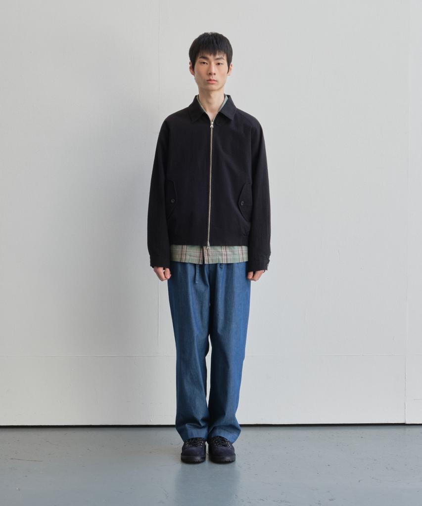 Horlisun Visitor Harrington Seersucker Jacket Black