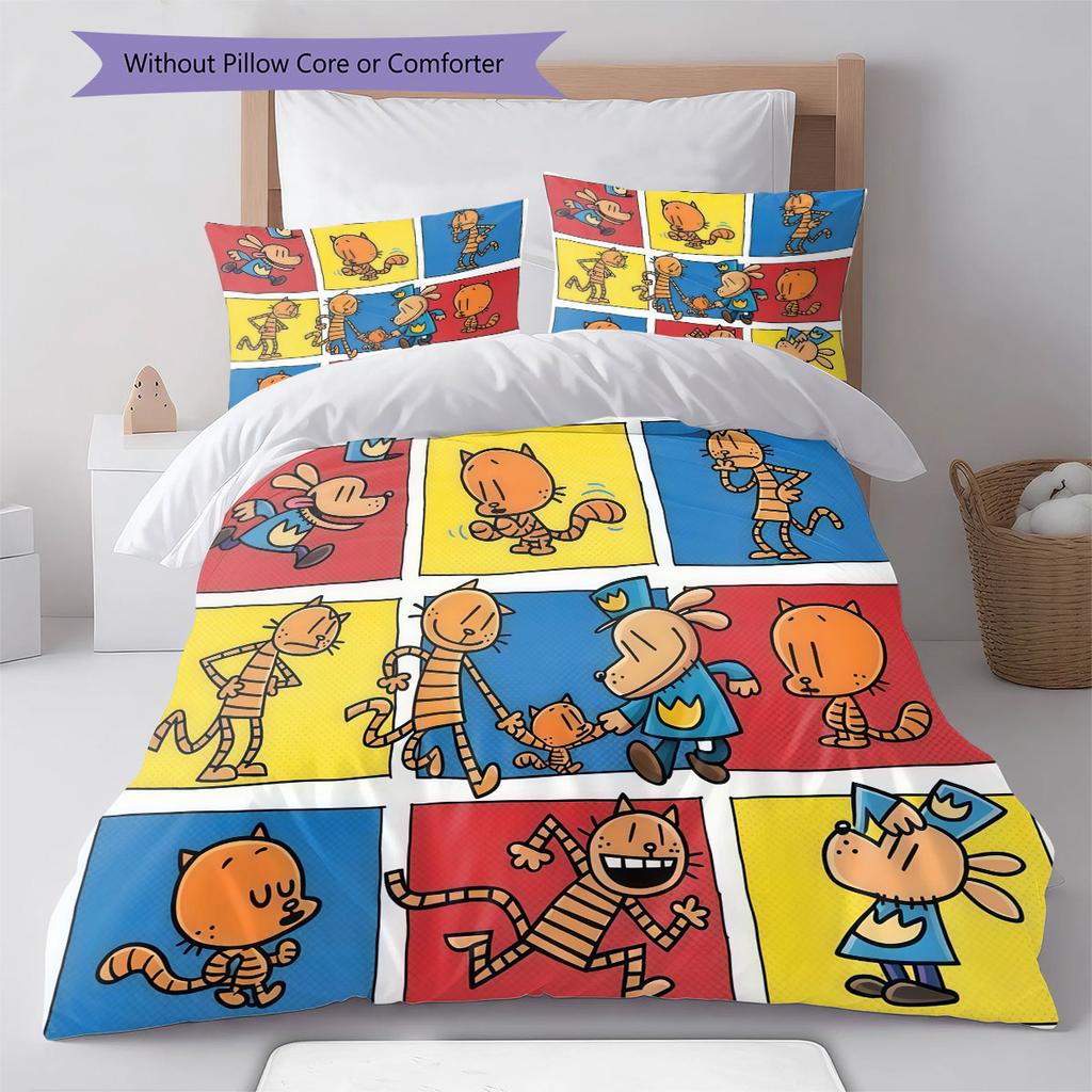 Dog Man Bedding Quilt Set Quilt Cover Pillowcase Home Decoration Birthday Gift (1 * duvet cover + 2 * pillowcase, without core)