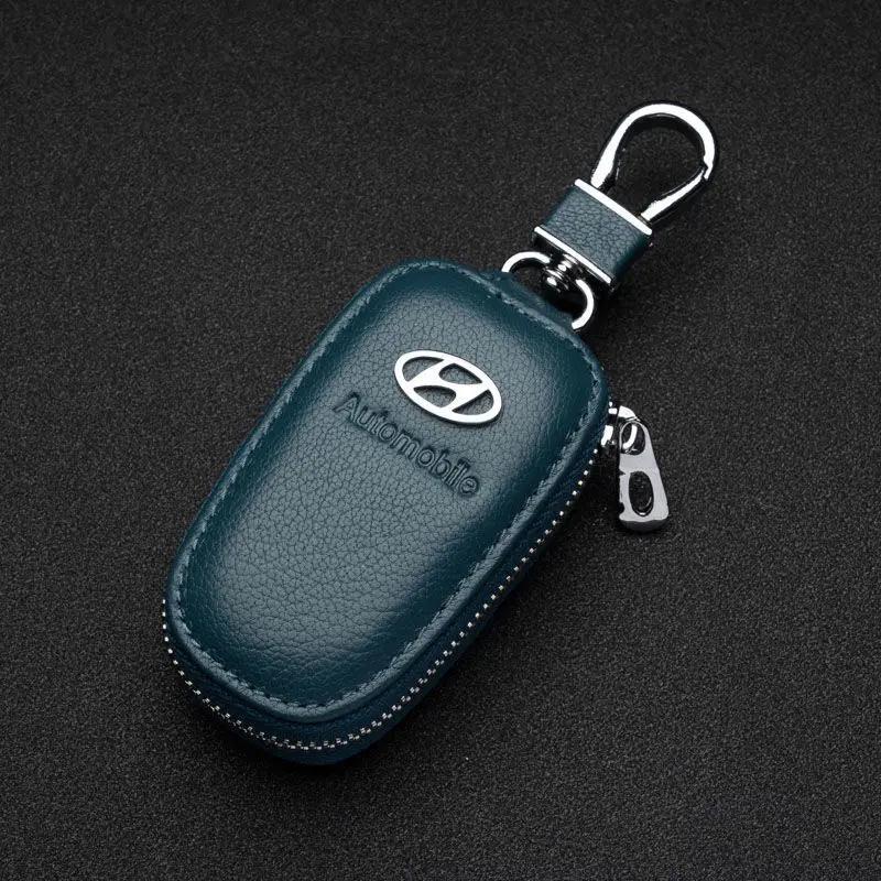 Leather Car Key Case Purse for Hyundai Kona Veloster Sonata Elantra Tucson Palisade Venue Ioniq Solaris Sedan Aslan Accessories RR77
