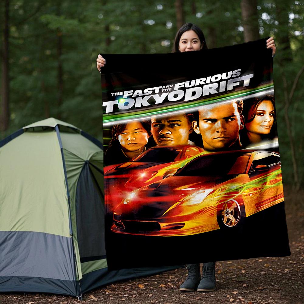Fast Furious Tokyo Drift Flannel Blanket Super Soft Warm Cozy Blanket for Sofa Bed Office Travel All‑Season Home Decor Gift