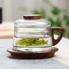 200ml Tea Infuser Cup Heat Resistant Glass Teacup with Filter and Wood Handle Coaster Office Tea Separation Mug Kung Fu Tea Set