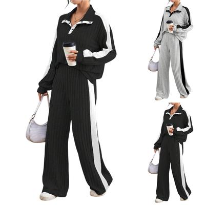 Женский свободный и удобный худи на шнурке с молнией, с цветными блоками, повседневный модный топ, однотонный комплект брюк