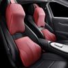Napa Leather Car Neck Pillow Memory Foam Auto Rear Seat Back Headrest Lumbar Supports Travel Cushion Cover Auto