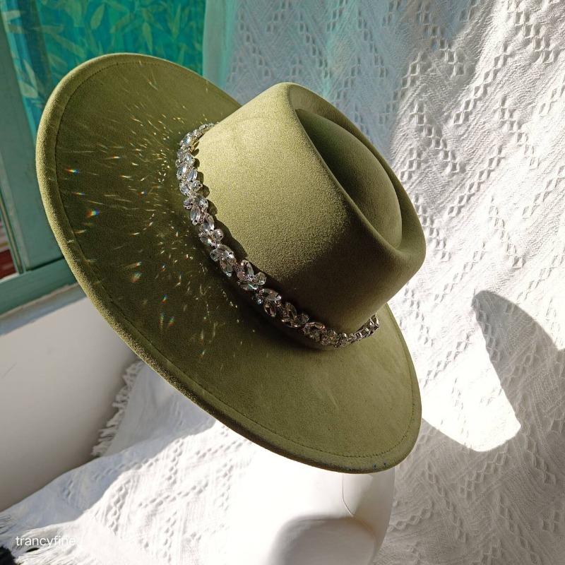 Шляпы Diamond Vegan Suede Fedora Шляпа Nubulk с широкими полями для женщин Зимняя шляпа Праздничная шляпа Модельная шляпа Weddiong Hat Diamond Головной убор