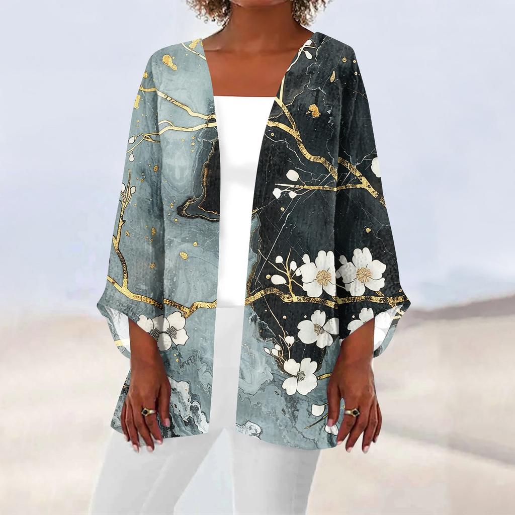 Женская повседневная модная легкая куртка средней длины с принтом, кардиган