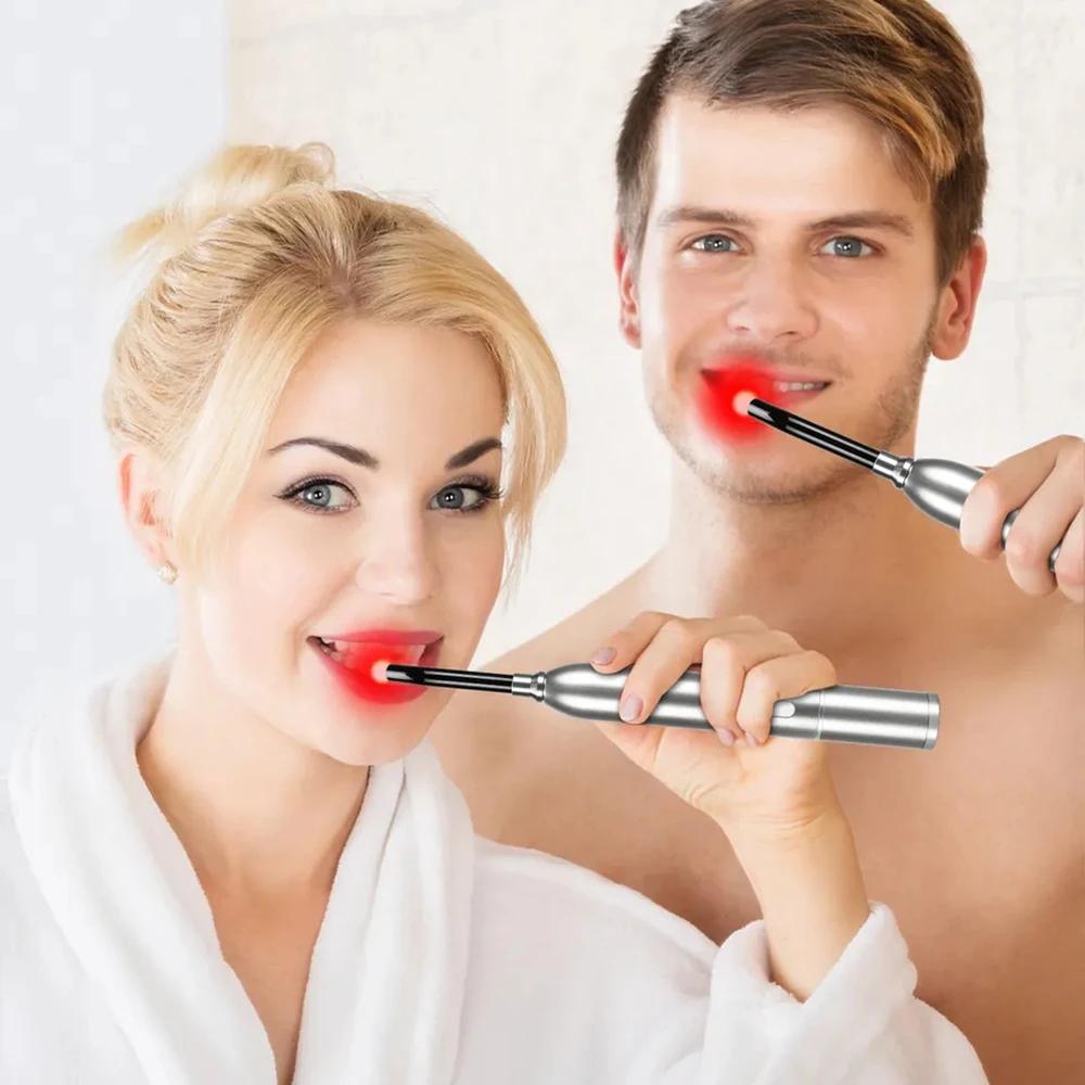 Прибор для красной светотерапии Tuhopeta для лечения язв во рту 660 нм 850 нм Ближний инфракрасный светодиодный стик для ухода за кожей для лечения герпеса