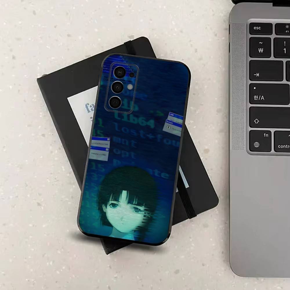 СЕРИЯ E-Experiments L-LAIN Чехол для телефона Samsung Galaxy A73,91,80,72,51,53,52,71,22,5G,Note,J7,8,9 Мягкий черный чехол