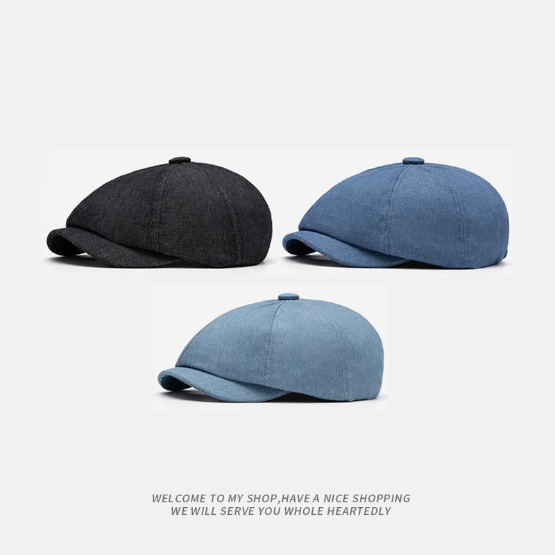 Кепка джинсовая восьмиугольная мужская весна-осень берет кепка кепка художника британская кепка газетчика