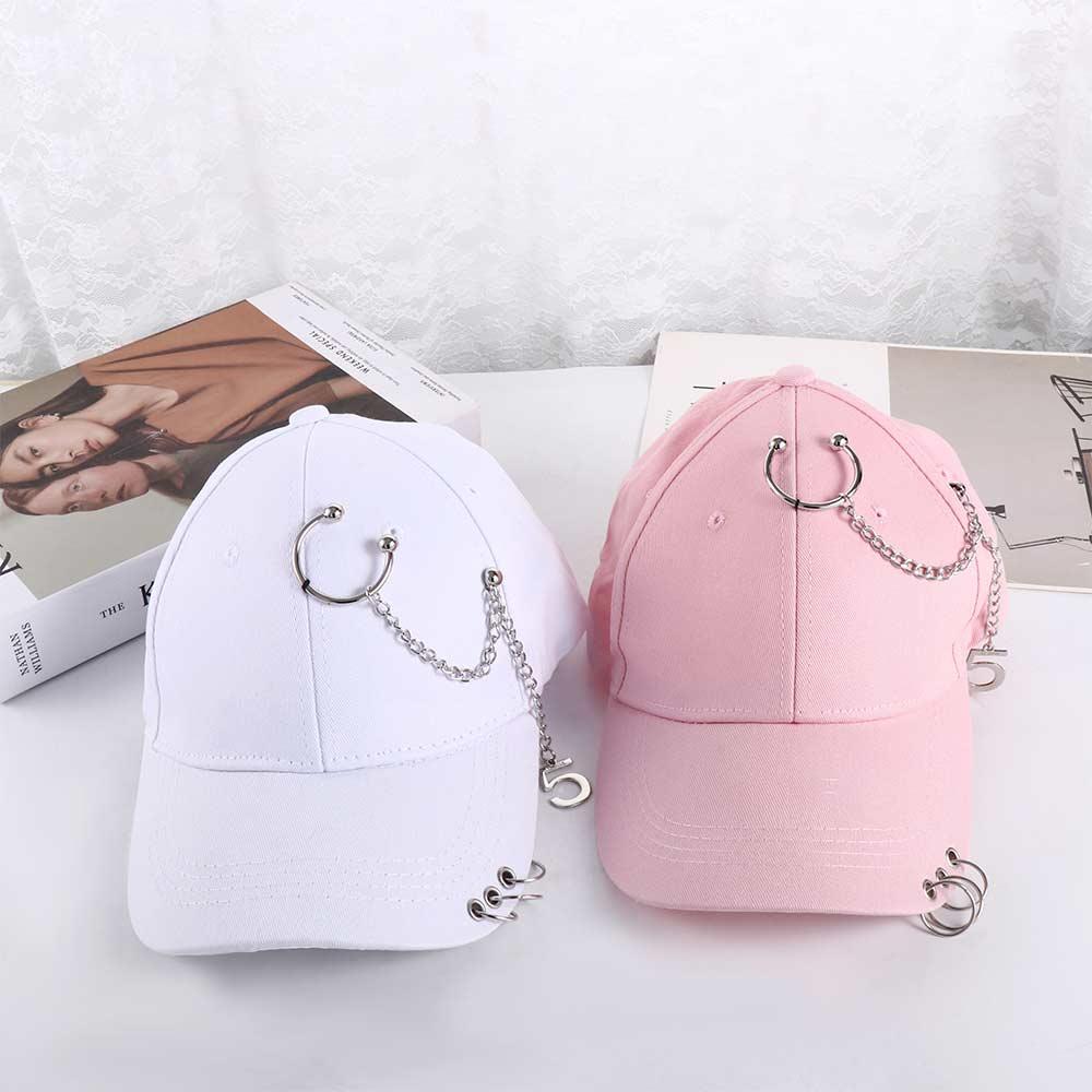 Hip Hop Trendy Girls Cotton Chain Female Outdoor Snapback Hats Baseball Cap Visors Cap With Ring